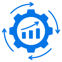 Icon of gear with up-arrows to suggest how Aurora Inference continuously optimizes your private AI workloads