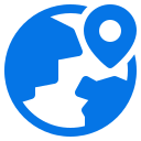 Globe icon with location pin depicting  Aurora Infra In-Region Deployment