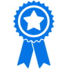 Icon of blue ribbon depicting capacity to white label Aurora AI Cloud platform